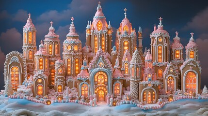 Obraz premium Enchanted Gingerbread Castle with Colorful Decorations