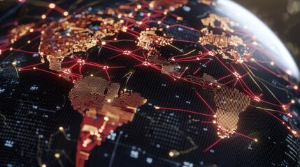Obraz premium Global Network Connections Digital Earth Interconnected World Technology Future