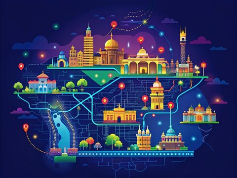 Long Exposure Map of Major Cities in Uttar Pradesh for Stunning Visuals and Travel Enthusiasts