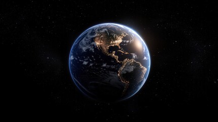 Fototapeta premium Earth From Space Night Lights Globe Planet Galaxy