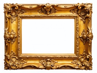 Luxurious Empty Gold Gilded Wooden Vintage Frame with Canvas Ready for Artwork Display in Elegant Home Decor Settings
