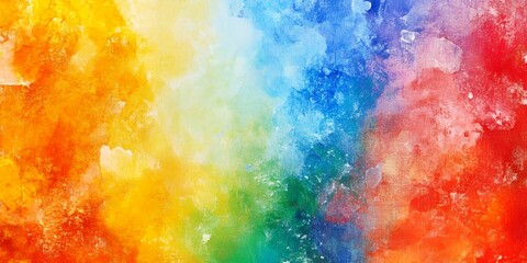 Fototapeta premium A vibrant watercolor painting showcasing a spectrum of colors, from warm yellows and oranges to cool blues and reds. The texture and brushstrokes add depth and dimension.