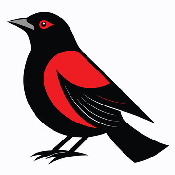recommend clip art: Solid color Red-winged blackbird animal vector design
