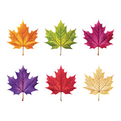 Collection Showcasing Watercolor Maple Leaves in Autumn Colors