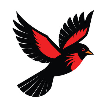recommend clip art: Solid color Red-winged blackbird animal vector design