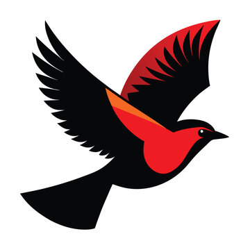 recommend clip art: Solid color Red-winged blackbird animal vector design