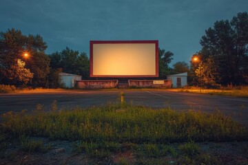 Empty drive-in movie screen, with copy space