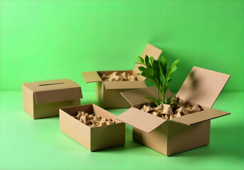 Natural Product Packaging: Cardboard Boxes with Greenery