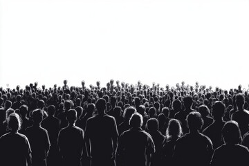 Fototapeta premium The Crowd Awaits: A Silhouetted Sea of Faces