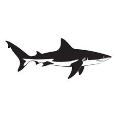 Fototapeta premium shark vector silhouette isolated on white