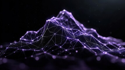Naklejka premium Abstract Purple Digital Landscape Network Technology Connection Data Futuristic