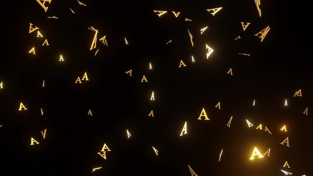 Abstract casino background featuring floating golden Ace symbols on a dark backdrop. Ideal for casino and online gambling themes. 3D render 4K