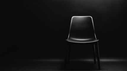 Solitude and Reflection: Empty Chair in Dark Room with Spotlight Shadow and Dust Particles