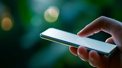 Close-up of a hand using a smartphone in natural light