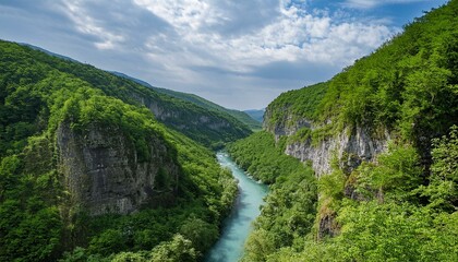 Fototapeta premium Gentle currents guide the way through the valley. 