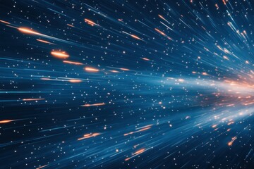 Obraz premium Faster-than-light spaceship jump through wormhole, with copy space