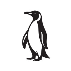 Black and White Penguin Illustration Vector.eps