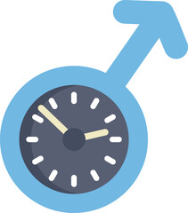 Clock with male gender symbol as its hand showing time limit for pregnancy or other time sensitive male health issues