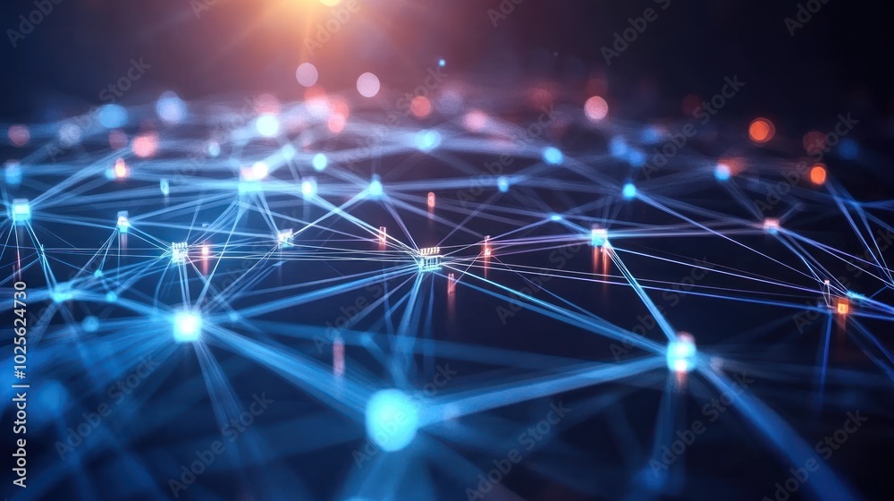 Poster a data network background featuring interconnected nodes and lines of data, representing the flow of