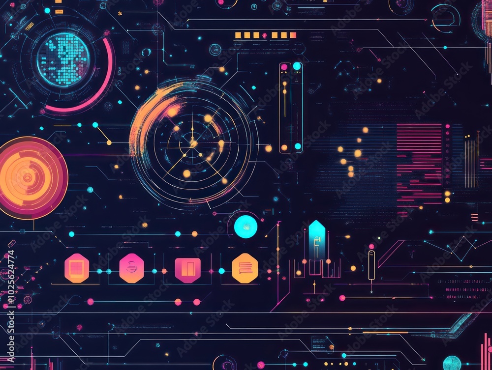 Poster a data science background showcasing key elements of scientific analysis, with machine learning icon