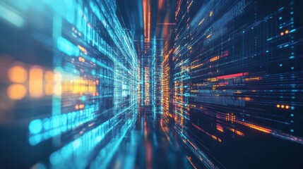 Fototapeta premium A data innovation background showcasing innovative digital patterns, AI-driven technology, and the use of big data in driving technological progress