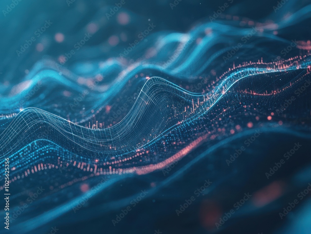 Poster a data technology background with motion graphics, featuring moving lines of data, shifting graphs, 