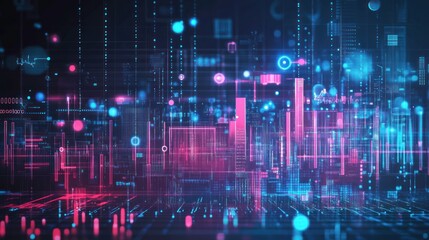 A data technology background with holographic effects, featuring floating data points, holographic charts, and translucent digital elements that create a futuristic, high-tech atmosphere