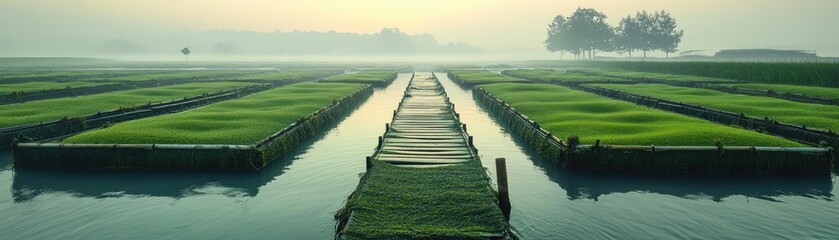 Obraz premium A seaweed farm, used as a sustainable food source and carbon sink