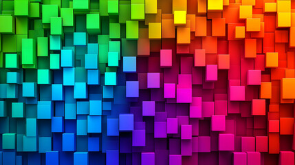 Fototapeta premium Abstract 3D Colorful Cubes Background with Rainbow Gradient