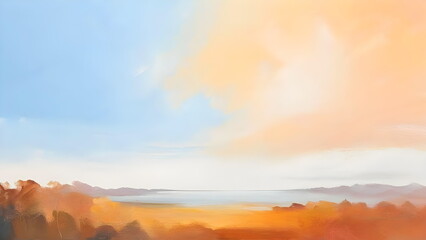 Pastel-toned background with autumn landscape