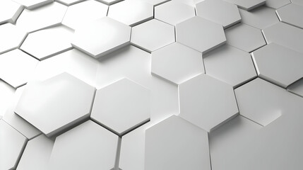 3D Render of Abstract Hexagon Pattern Background in White