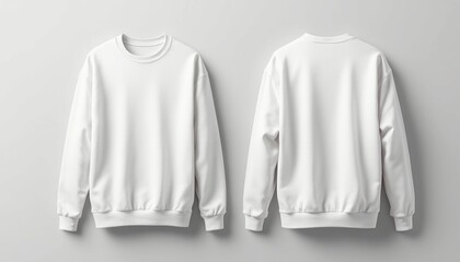 White Sweatshirt Front and Back View on Light Background  
