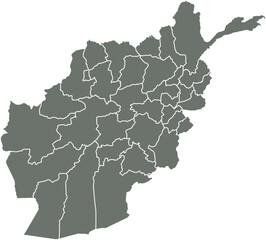 Obraz premium Greyscale Afghanistan political map with borders outline style