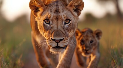 Obraz premium Majestic lion in the wild