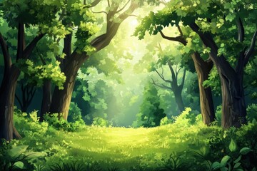 Obraz premium Sunlit Clearing in a Lush Forest