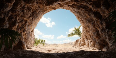 Scenic view from inside a desert cave