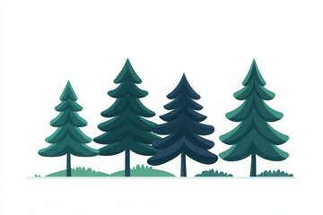 Obraz premium Flat Design of Evergreen Trees in Nature