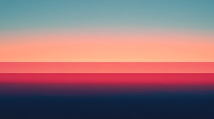 Fototapeta premium Abstract horizon with soft lines: Horizontal lines fading into the distance on a gradient background, symbolizing a minimalist and calm sunset scene
