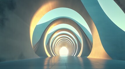 Obraz premium Symmetrical curves: Simple symmetrical shapes with soft curves radiating from the center, creating a sense of balance and visual harmony