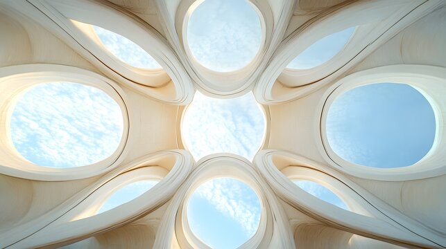 Symmetrical curves: Simple symmetrical shapes with soft curves radiating from the center, creating a sense of balance and visual harmony