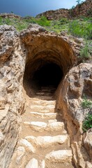 Mysterious rocky tunnel leading to unknown destination