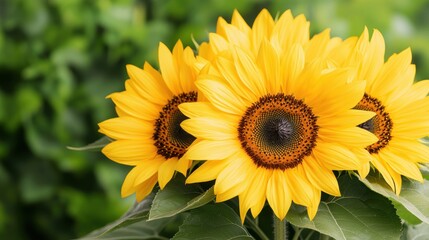 Fototapeta premium Vibrant yellow sunflowers in a field