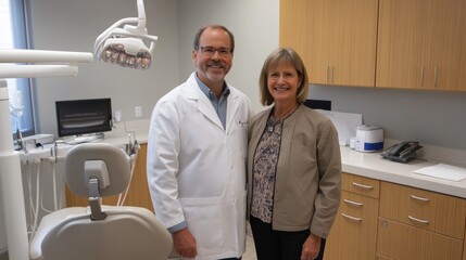 Fototapeta premium A dentist specializing, providing age-specific dental care services, perfect for promoting dental wellness for older adults and aging populations.