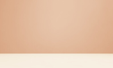 Empty brown autumn room studio background for product presentation display. Cosmetic fashion beauty showroom. Autumn backdrop. Minimal Mock up. Pastel paint interior.
