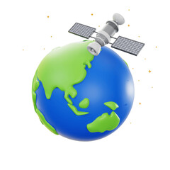3d earth and sattelite icon