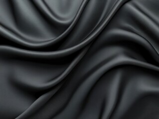 Fototapeta premium Elegant Black Satin Fabric: Draped, Soft, and Luxurious