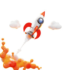3d rocket taking off smoke icon
