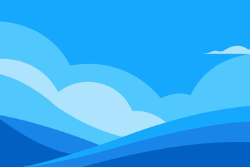 Serene Blue Horizon with Abstract Waves Background Design - Peaceful Vector Illustration for Modern Graphic Projects

