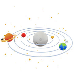 3d solar system planet space education icon