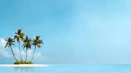 Fototapeta premium Serene Tropical Island with Palm Trees and Calm Waters